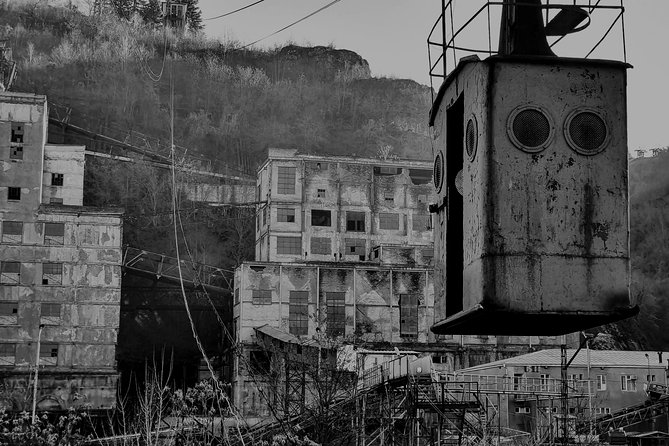 Chiatura. Soviet Past in the present. + Katskhi pillar - Mgvimevi Monastery and its tunnel entrance