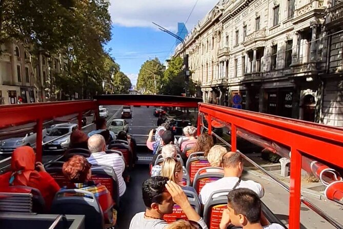 City tour Tbilisi on red bus - Rustaveli Avenue, Heroes Square, and Agmashenebeli Avenue